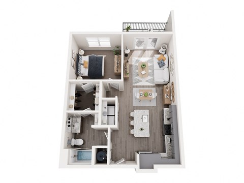 Floor plan for 1 bed, 1 bath, 784 sqft